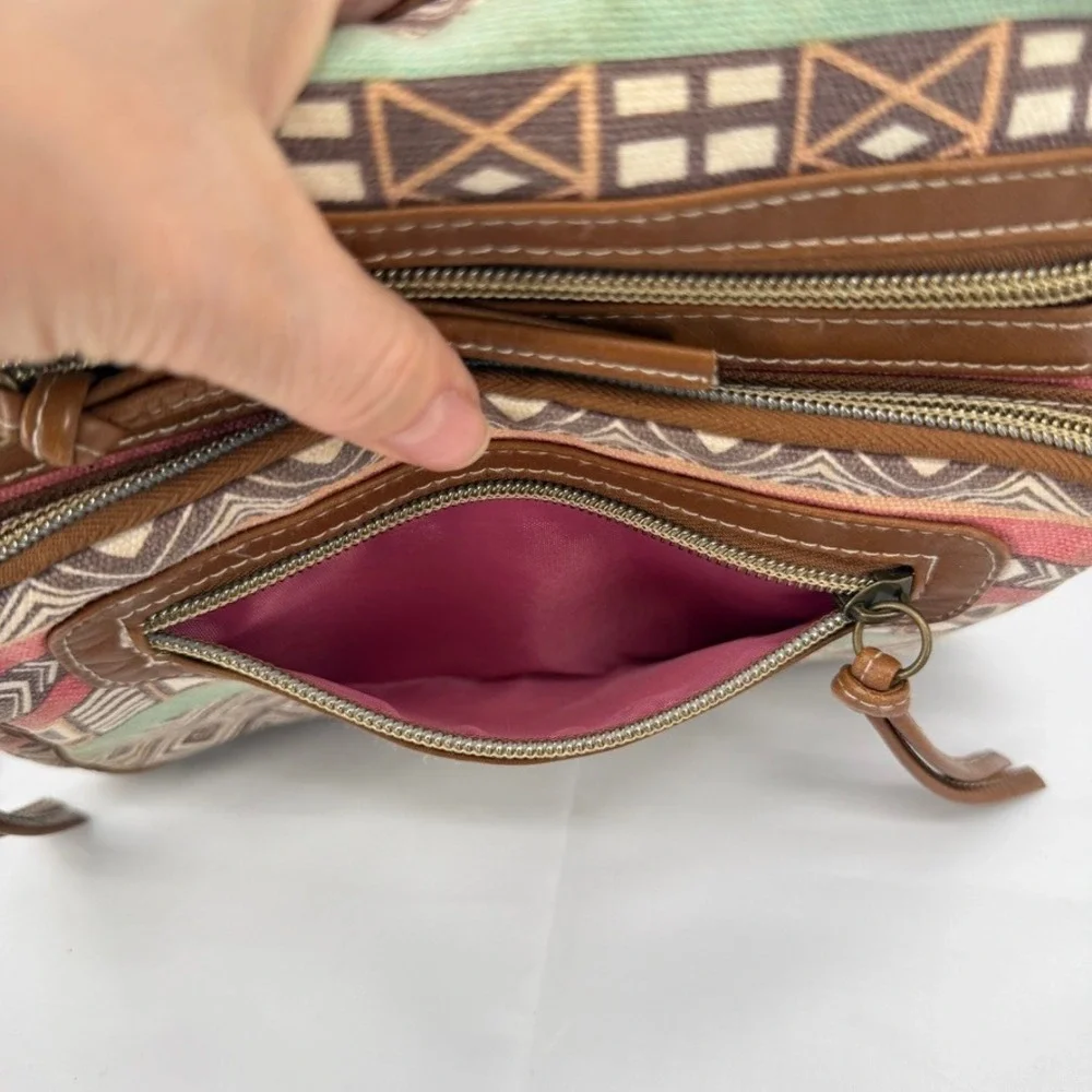 Crossbody Bag Geometric Tribal Print Faux Leather Boho Festival Hippie‎ Aztec